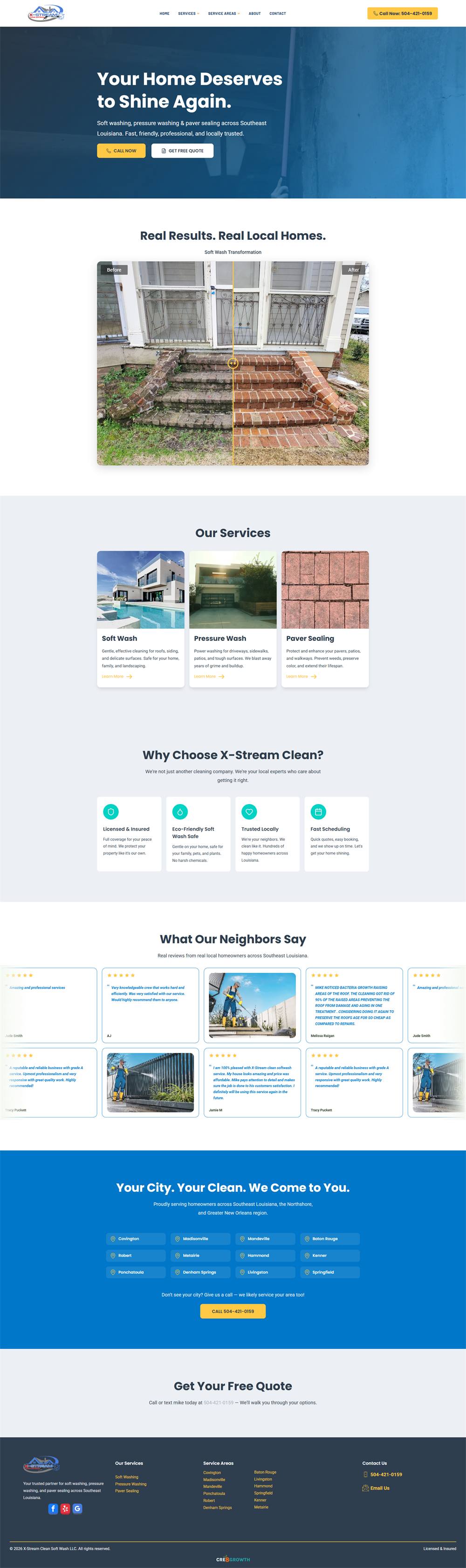X-Stream Clean Soft Wash website built by Cre8 My Site
